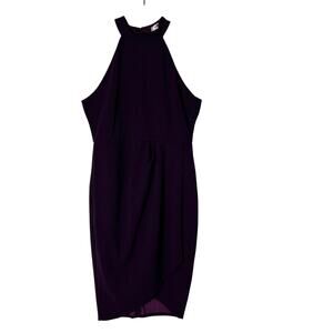 Many Dress High-Neck Halter Dress Women's Size Medium Plumb Tulip Hem